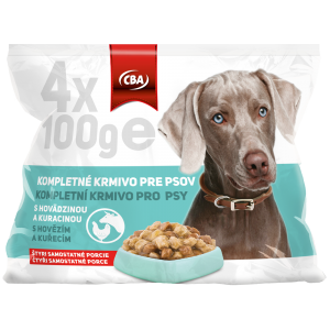 CBA kompletné krmivo pre psov s hovädzinou a kuracinou  4x100g ( kapsičky)